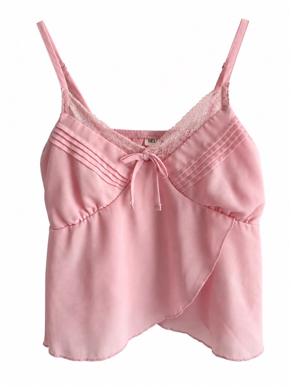 Delicate Pink Lace-Trim Chemise Camisole
